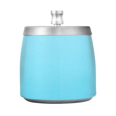 Imagem de JUZIHAI Cinzeiro azul celeste de cor sólida com tampa, cinzeiro de aço inoxidável inodoro à prova de vento cinzeiro sem fumaça para escritório em casa, pátio, varanda, cigarro
