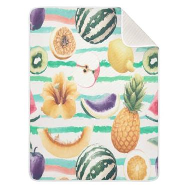 Imagem de Qilmy Cobertor de frutas para bebês 76 x 101 cm, cobertor infantil de algodão macio para meninos e meninas, cobertor leve e quente para bebês de berço, carrinho de bebê, soneca, recém-nascido