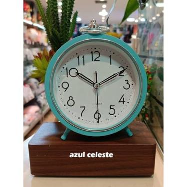 Imagem de Relógio de Mesa com Despertador Vintage Classic ou Candy - Design Charmoso, Funcional para Quarto, Sala de Estar e Escritório - Relógio Decorativo com Alarme Audível (Classic Azul Celeste)
