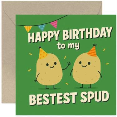 Imagem de Cartão de aniversário engraçado para melhor amigo, melhor batata, piada de batata, para ele, namorada, namorado, esposa, marido, melhor amigo - quadrado, em branco por dentro com envelope premium