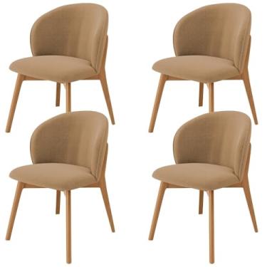 Imagem de Kit 04 Cadeiras de Jantar e Estar Living Estofada Mia L02 Bouclê Mostarda - Lyam Decor