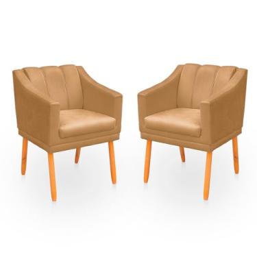 Imagem de Kit com 2 Cadeiras Poltrona para Sala Moderna e Confortável Mila Suede (Capuccino)
