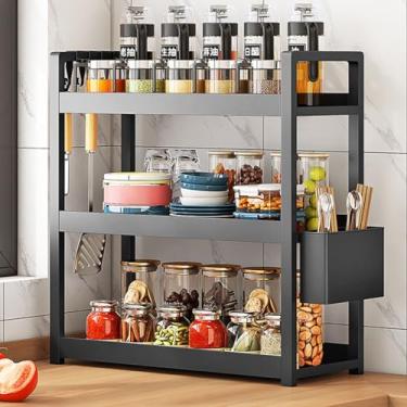 Imagem de Organizador de balcão de banheiro, prateleira de banheiro de 3 camadas para banheiro, cozinha, quarto, ideal para organizar cosméticos, perfumes, sabonetes, loções e muito mais (50 cm preto)