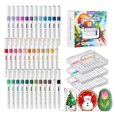 Imagem de Linbsunne Marcadores de tinta para desenho de livros, ilustrações de colorir, cerâmica, confecção de cartões, agenda de anotações, conjunto de 36 cores