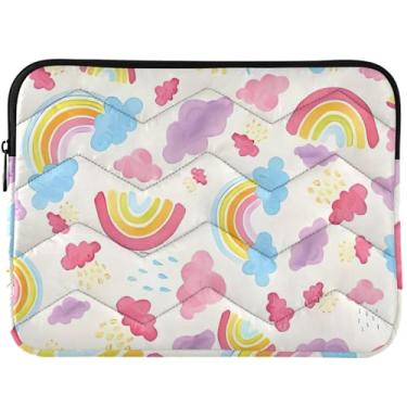 Imagem de Capas para laptop em aquarela arco-íris nuvens capa para laptop inchada capa para laptop moderna capa universal para laptop de 13 a 14 polegadas