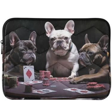 Imagem de Capa protetora para computador com buldogues engraçados brincando de laptop para MacBook Air de 13 polegadas, universal, acessórios de computador de 13 a 14 polegadas