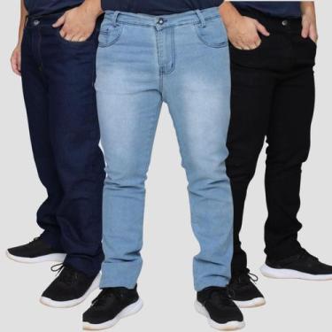 Imagem de Kit 3 Calça Jeans Masculina 58 ao 62 Plus Size Lycra - GIP ECOMMERCE, 