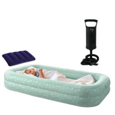 Imagem de KIT COLCHÃO INFLÁVEL JUVENIL + TRAVESSEIRO INFLÁVEL (AzulEscuro)