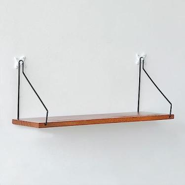 Imagem de Prateleira de Parede Rústica com Suportes Metal Prateleiras Armazenamento para Decoração Ambientes Cozinha Sala Estar Banheiro Quarto Organizador Resi