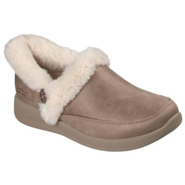 Imagem de Skechers Chinelos femininos aconchegantes mãos sem cadarço, acastanho, 39.5 EU