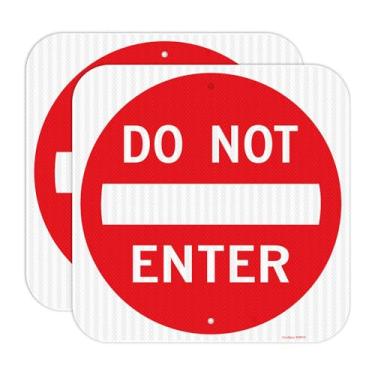 Imagem de GicnKeuz Placa de aviso de segurança de 45 x 45 cm, alumínio refletivo de grau de engenheiro, à prova d'água e resistente ao desbotamento, 2 furos pré-perfurados, fácil de instalar, uso ao ar livre