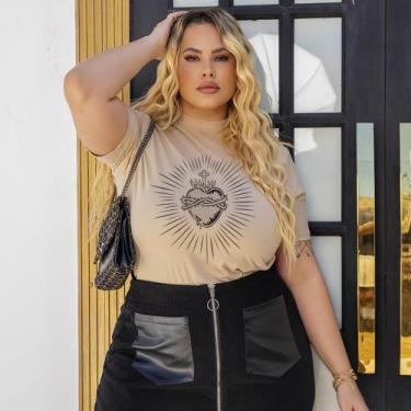 Imagem de Camiseta Blusa Feminina Plus Size De Algodão Moda Católica Religiosa S