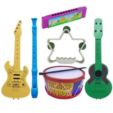 Imagem de Kit Gaita Viola Tambor Prenda Infantil 6 Instrumentos Brinquedos Educa