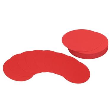Imagem de Generic Porta-cartões circulares de 10 cm, 36 peças de papel com recortes de formato redondo, porta-copos grossos para projetos de artesanato, decoração de quadro de avisos, vermelho