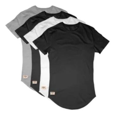 Imagem de Kit 4 Camisetas Oversized Camisa Longline Swag Aproveite Preta, Branca e Cinza-Masculino