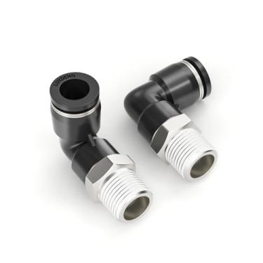 Imagem de luxdeng 1/10.2 cm OD para 1/10.2 cm NPT rosca macho cotovelo conexão rápida conector de ar PL-1/4-N2 pneumático push lock conector (pacote com 10)