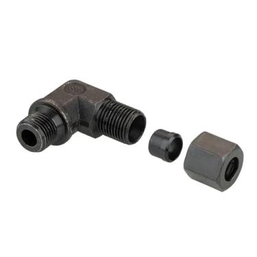 Imagem de Cotovelo de 90 graus M10x1 M14x1,5 M16x1,5 macho 6 8 10 tubo de 12 mm união de compressão de virola única óleo de encaixe de aço carbono hidráulico (M14 x 1,5-12 mm)