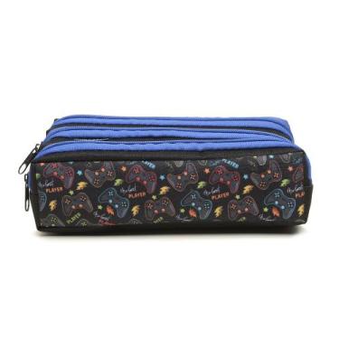 Imagem de Estojo Escolar Masculino Triplo 3 Divisórias Varias Estampas Organizad