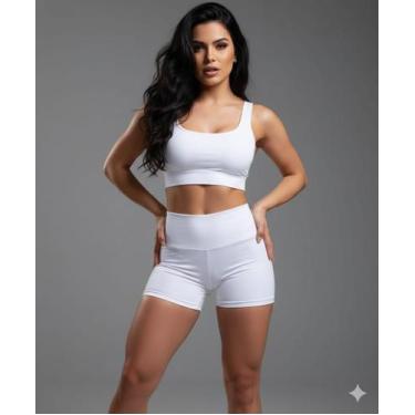 Imagem de Shorts Legging Feminino Moda Academia Ginastica Cintura alta Cós alto 