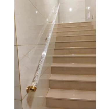 Imagem de Trilhos de mão transparentes de acrílico para escadas internas, grades de mão/barras de apoio, cristal transparente HD com bolha de 60 cm de comprimento, design moderno para segurança e estilo