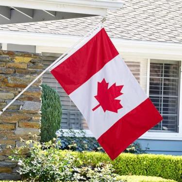 Imagem de Bandeira do Canadá bordada, 8 x 1,5 m ao ar livre, bandeiras canadenses de poliéster resistente de longa duração para fora, bandeira canadense premium do Canadá com listras costuradas ilhós de latão
