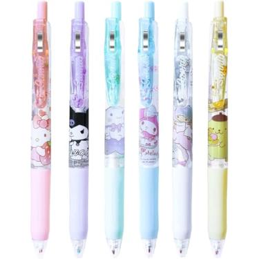 Imagem de 6 canetas esferográficas fofas de desenho animado kawaii, material escolar, material escolar de desenho animado, material escolar de 0,5 mm
