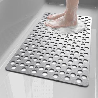 Imagem de XIYUNTE Tapete de banho para banheira antiderrapante - 71 cm x 38 cm macio TPE tapete de banheira antiderrapante para chuveiro interno, tapete de chuveiro antiderrapante com ventosas, tapete de
