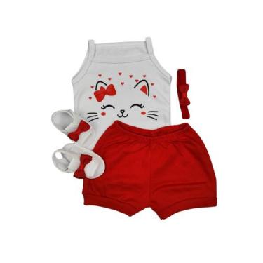 Imagem de Conjunto Sandália Com Tiara Body E Short Bebe Menina Mesversário Estam