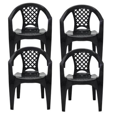 Imagem de Kit 4 Cadeiras Tramontina Iguape com Bracos em Polipropileno Empilhavel