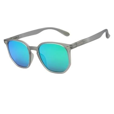 Imagem de Óculos de Sol Hexagonal Acetato Italiano Flexivel Premium Retro Lentes UV400 Feminino Masculino - Cacife Brand (Cinza Camaleão Espelhado)