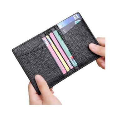 Imagem de Carteira Masculina Fina De Couro Genuíno Macio Para Cartões De Crédito