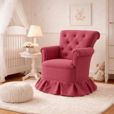 Imagem de Poltrona Balanço Amentação Quarto Confortável Descanso Sala Leitura Suede Rose