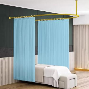 Imagem de Divisória de cortina de privacidade para salão de beleza - haste em forma de U montada na parede com cortina divisória de sala para uso em salão de beleza e spa - Design durável e elegante