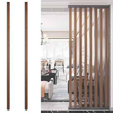 Imagem de Divisória de sala de ripas de madeira independente - Divisória de privacidade moderna do chão ao teto para restaurante, escritório e decoração de casa - ajustável 70-230 cm, pacote com 2 (190 cm/74)