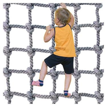 Imagem de Rede de escalada resistente - Rede de segurança de escada de corda de 100 x 300 cm para adultos, equipamento de aventura ao ar livre, proteção de corrimão de varanda e decoração de cerca, 8 mm de