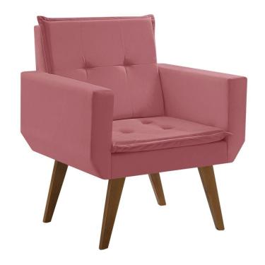 Imagem de Poltrona Decorativa Taurus 1 Lugar Base Palito Tecido Rosa
