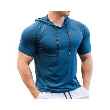 Imagem de Camisetas De Corrida Masculinas De Secagem Rápida Com Capuz, Manga Cur