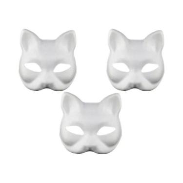 Imagem de Máscaras De Gato Brancas DIY Em Branco Para Halloween, Baile De Máscar