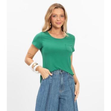 Imagem de Blusa Feminina Viscotorcion Com Bolso Rovitex Verde, GG, Verde