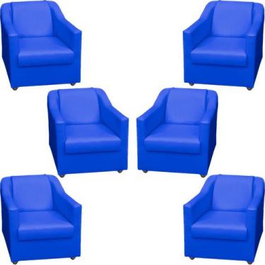 Imagem de Kit 6 Poltronas Decorativa Para Sala Recepção Manicure Barbearia Escri