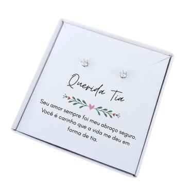 Imagem de Brinco ponto de luz aço - Caixa presente com frase Tia