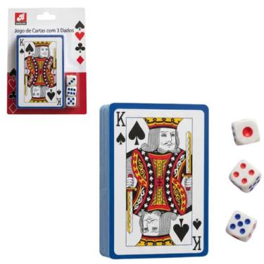 Imagem de Jogo Baralho Com 3 Dados Truco Mágica Lazer 54 Cartas - Barcelona, Azu