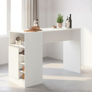 Imagem de Bancada Balcão/Ilha de Cozinha Gourmet 1 Porta e Adega Menu Móveis Branco