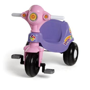 Imagem de Triciclo Infantil com Haste Direcionável Velocita Lilás Calesita
