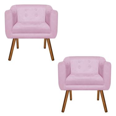 Imagem de Kit 02 Poltronas Julia Suede Rosa Bebê