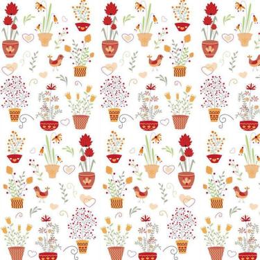 Imagem de Papel Parede Flores Coloridas No Vaso Autocolante Decorativo