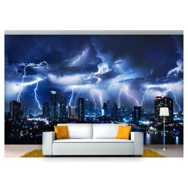 Imagem de Papel De Parede Cidade Prédios Tempestade 3D Ncd226