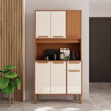 Imagem de Armário de Cozinha com 6 Portas e 1 Gaveta Xangai Freijó/Off White