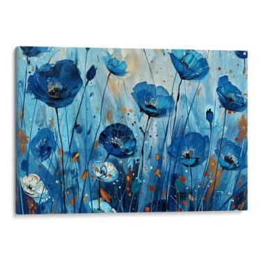 Imagem de Quadro Flores - Papoulas Azuis no Jardim dos Sonhos Encantados da Noit