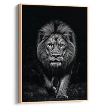 Imagem de Quadro Leão Preto e Branco - Mioquadros, 90x60 cm, Natural